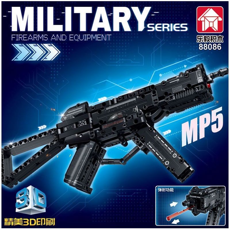 LE YI 88086 non  SÚNG TIỂU LIÊN MP5 bộ đồ chơi xếp lắp ráp ghép mô hình Military Army Quân Sự Bộ Đội 353 khối