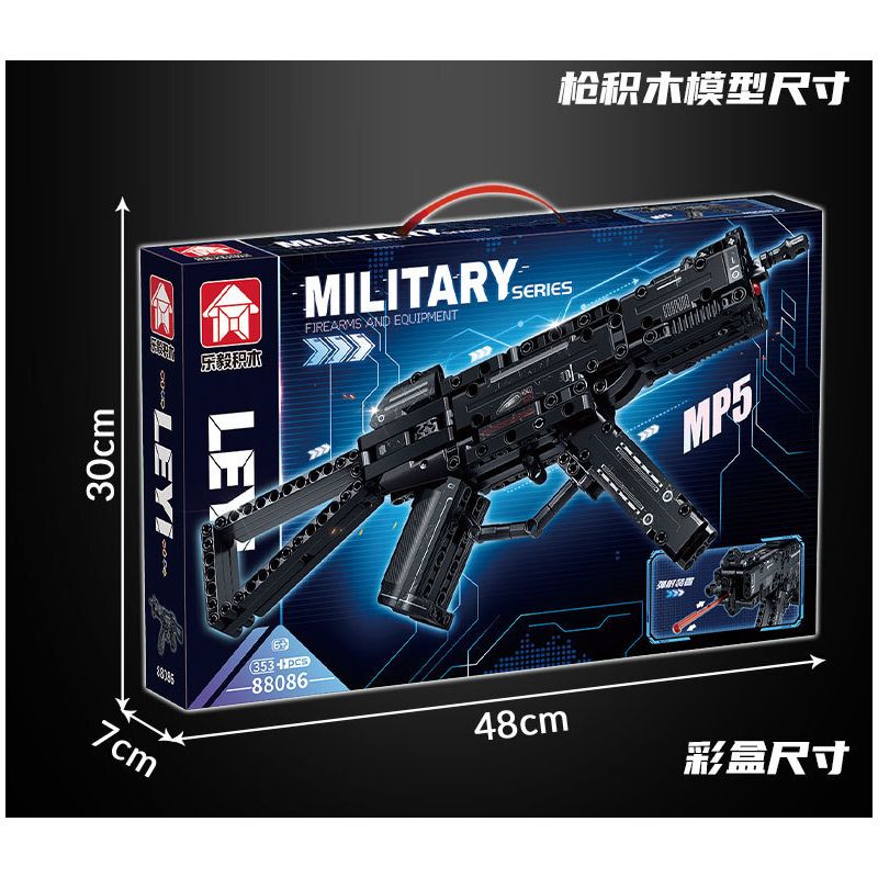 LE YI 88086 non  SÚNG TIỂU LIÊN MP5 bộ đồ chơi xếp lắp ráp ghép mô hình Military Army Quân Sự Bộ Đội 353 khối