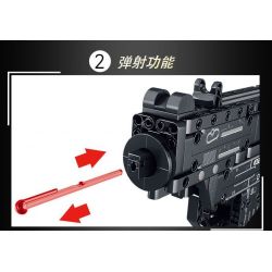 LE YI 88087 non  SÚNG TIỂU LIÊN UZI bộ đồ chơi xếp lắp ráp ghép mô hình Military Army Quân Sự Bộ Đội 402 khối