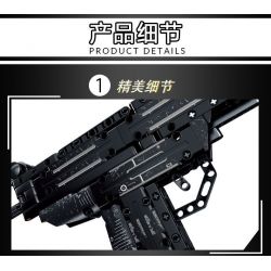 LE YI 88087 non  SÚNG TIỂU LIÊN UZI bộ đồ chơi xếp lắp ráp ghép mô hình Military Army Quân Sự Bộ Đội 402 khối