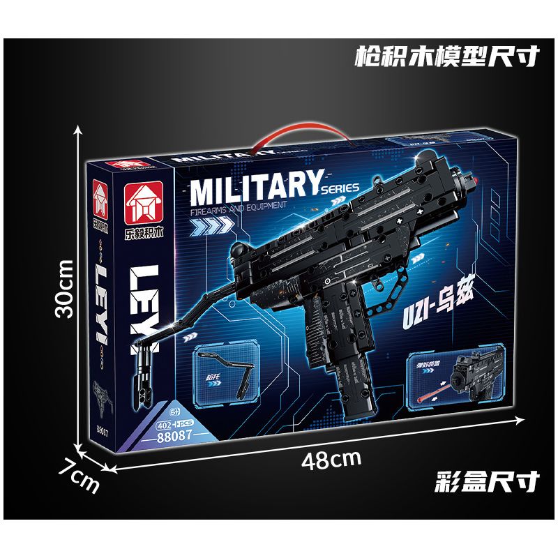 LE YI 88087 non  SÚNG TIỂU LIÊN UZI bộ đồ chơi xếp lắp ráp ghép mô hình Military Army Quân Sự Bộ Đội 402 khối
