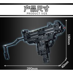 LE YI 88087 non  SÚNG TIỂU LIÊN UZI bộ đồ chơi xếp lắp ráp ghép mô hình Military Army Quân Sự Bộ Đội 402 khối