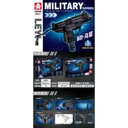 LE YI 88087 non  SÚNG TIỂU LIÊN UZI bộ đồ chơi xếp lắp ráp ghép mô hình Military Army Quân Sự Bộ Đội 402 khối