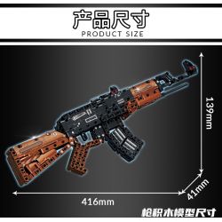LE YI 81060 non  SÚNG TRƯỜNG TỰ ĐỘNG AK-47 bộ đồ chơi xếp lắp ráp ghép mô hình Military Army Quân Sự Bộ Đội 516 khối