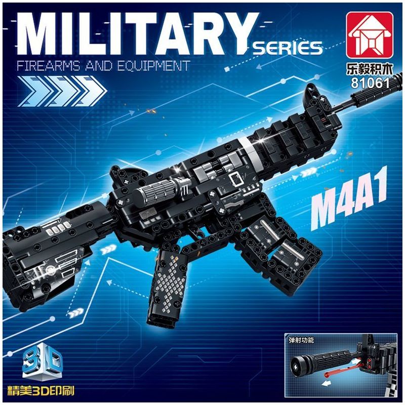 LE YI 81061 non  SÚNG CARBINE M4A1 bộ đồ chơi xếp lắp ráp ghép mô hình Military Army Quân Sự Bộ Đội 523 khối