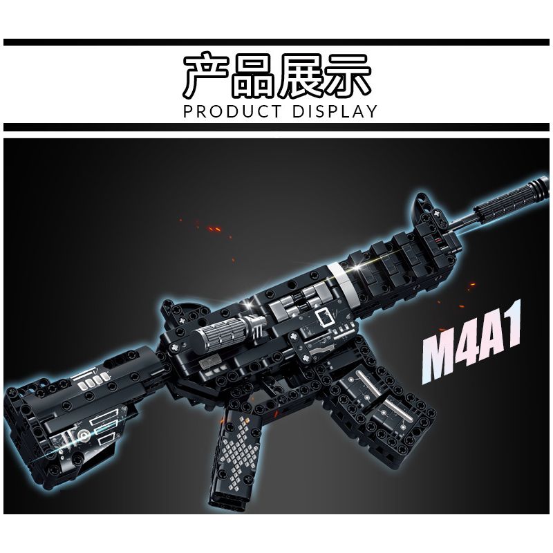 LE YI 81061 non  SÚNG CARBINE M4A1 bộ đồ chơi xếp lắp ráp ghép mô hình Military Army Quân Sự Bộ Đội 523 khối