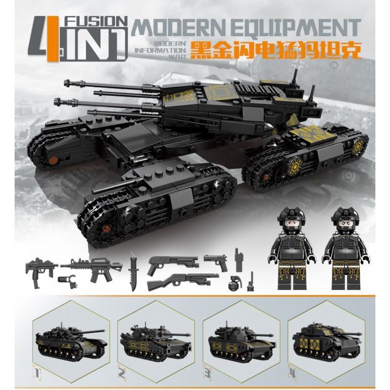 Kazi KY84156 84156 non  TRANG BỊ HIỆN ĐẠI XE TĂNG KHỔNG LỒ TIA CHỚP VÀNG ĐEN 4 TỔ HỢP HẠNG NẶNG TRẠM CHÍNH T90 LECLERC CHIẾN ĐẤU CHỦ LỰC M1A2 CHALLENGER bộ đồ chơi xếp lắp ráp ghép mô hình Military Army INFORMATION WAEFARE Quân Sự Bộ Đội 1134 khối
