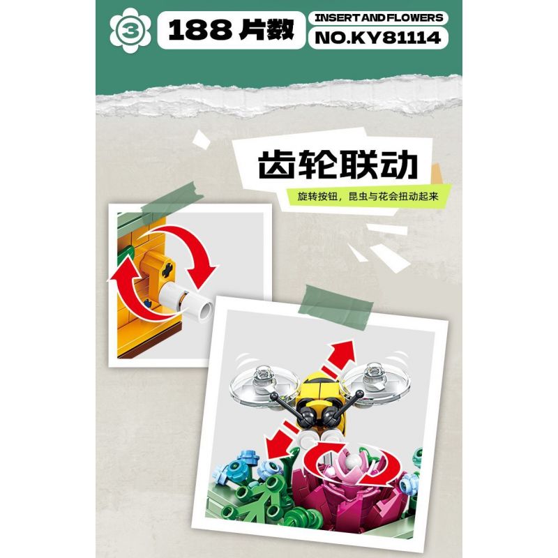 Kazi KY81114 81114 non  CÔN TRÙNG VÀ HOA CÓ 4 LOẠI BỌ RÙA LAN TRẮNG BƯỚM AGAVE ONG VIOLET CÁNH CỨNG CÂY THƠM bộ đồ chơi xếp lắp ráp ghép mô hình Creator INSECT AND FLOWERS Sáng Tạo 1134 khối