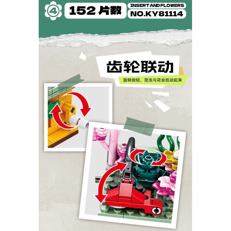 Kazi KY81114 81114 non  CÔN TRÙNG VÀ HOA CÓ 4 LOẠI BỌ RÙA LAN TRẮNG BƯỚM AGAVE ONG VIOLET CÁNH CỨNG CÂY THƠM bộ đồ chơi xếp lắp ráp ghép mô hình Creator INSECT AND FLOWERS Sáng Tạo 1134 khối