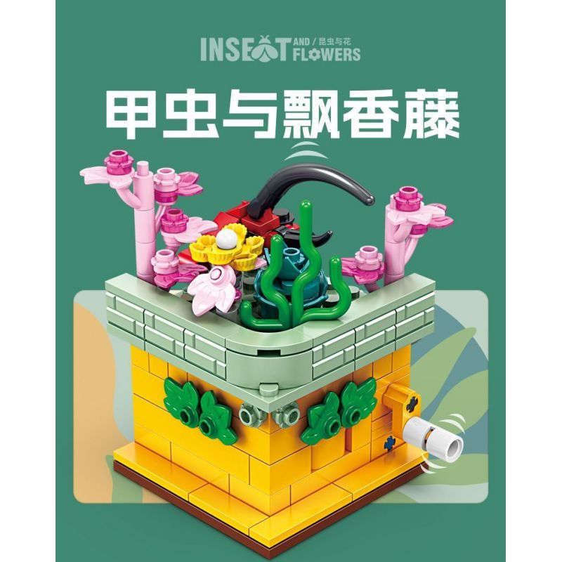 Kazi KY81114 81114 non  CÔN TRÙNG VÀ HOA CÓ 4 LOẠI BỌ RÙA LAN TRẮNG BƯỚM AGAVE ONG VIOLET CÁNH CỨNG CÂY THƠM bộ đồ chơi xếp lắp ráp ghép mô hình Creator INSECT AND FLOWERS Sáng Tạo 1134 khối