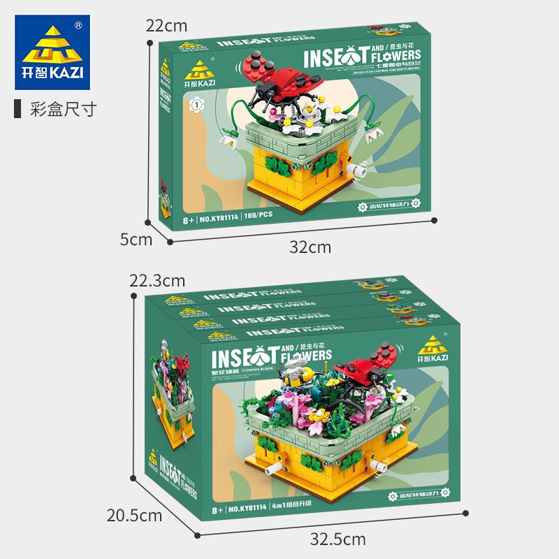 Kazi KY81114 81114 non  CÔN TRÙNG VÀ HOA CÓ 4 LOẠI BỌ RÙA LAN TRẮNG BƯỚM AGAVE ONG VIOLET CÁNH CỨNG CÂY THƠM bộ đồ chơi xếp lắp ráp ghép mô hình Creator INSECT AND FLOWERS Sáng Tạo 1134 khối