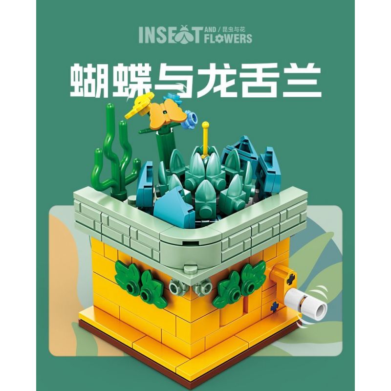 Kazi KY81114 81114 non  CÔN TRÙNG VÀ HOA CÓ 4 LOẠI BỌ RÙA LAN TRẮNG BƯỚM AGAVE ONG VIOLET CÁNH CỨNG CÂY THƠM bộ đồ chơi xếp lắp ráp ghép mô hình Creator INSECT AND FLOWERS Sáng Tạo 1134 khối