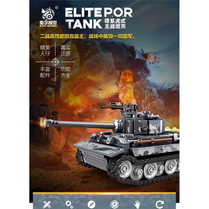 KUYU MOXING KY7068 7068 non  XE TĂNG CHIẾN ĐẤU CHỦ LỰC TIGER CỦA ĐỨC bộ đồ chơi xếp lắp ráp ghép mô hình Military Army Quân Sự Bộ Đội 528 khối