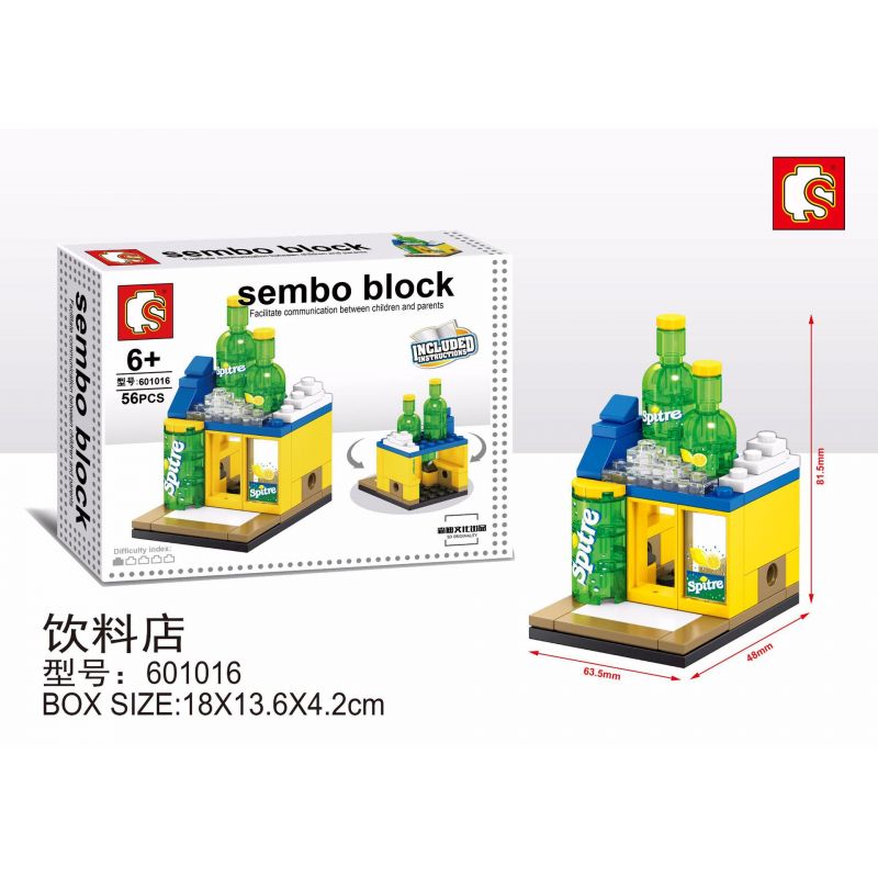 SEMBO WEKKI VIGGI 601016 non Lego CỬA HÀNG ĐỒ UỐNG SPRITE bộ đồ chơi xếp lắp ráp ghép mô hình Creator SEMBO BLOCK Sáng Tạo 56 khối