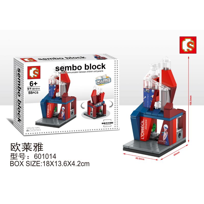 SEMBO WEKKI VIGGI 601014 non Lego CỬA HÀNG MỸ PHẨM L'OREAL bộ đồ chơi xếp lắp ráp ghép mô hình City SEMBO BLOCK Thành Phố 58 khối