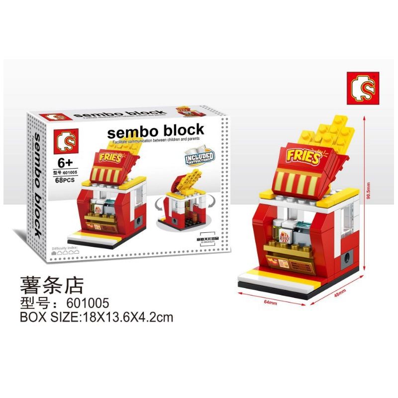 SEMBO WEKKI VIGGI 601005 non Lego CỬA HÀNG KHOAI TÂY CHIÊN bộ đồ chơi xếp lắp ráp ghép mô hình Creator SEMBO BLOCK Sáng Tạo 68 khối