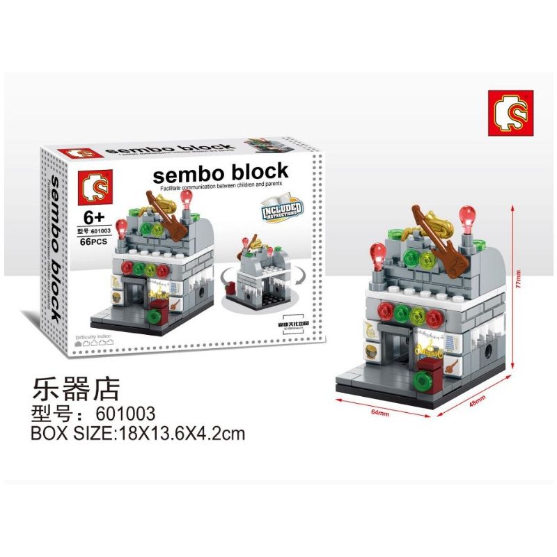 SEMBO WEKKI VIGGI 601003 non Lego CỬA HÀNG NHẠC CỤ bộ đồ chơi xếp lắp ráp ghép mô hình Technic SEMBO BLOCK Kỹ Thuật Công Nghệ Cao Mô Hình Phương Tiện 66 khối
