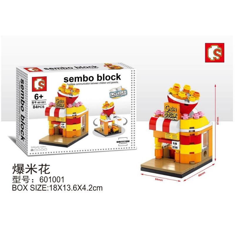 SEMBO WEKKI VIGGI 601001 non Lego CỬA HÀNG BỎNG NGÔ bộ đồ chơi xếp lắp ráp ghép mô hình Creator SEMBO BLOCK Sáng Tạo 84 khối