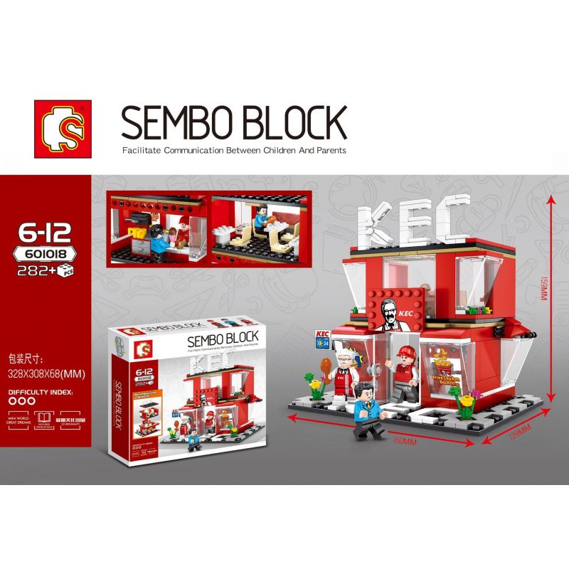 SEMBO WEKKI VIGGI 601018 non Lego KFC CÁNH NÓNG KEC bộ đồ chơi xếp lắp ráp ghép mô hình Mini Modular Đường Phố Thu Nhỏ 282 khối