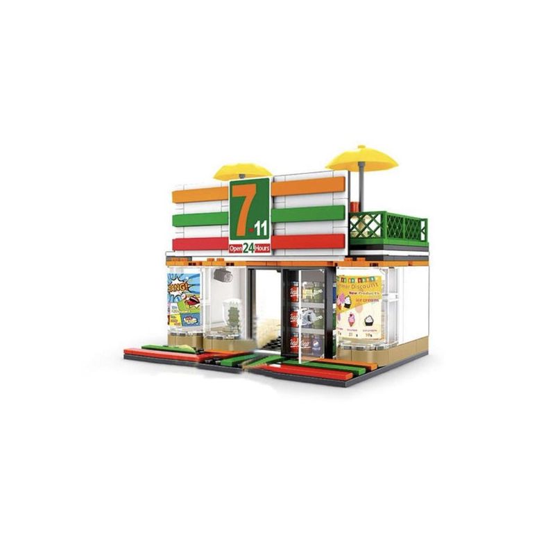 SEMBO WEKKI VIGGI 601017 non Lego CỬA HÀNG TIỆN LỢI 7-11 bộ đồ chơi xếp lắp ráp ghép mô hình Mini Modular SEMBO BLOCK Đường Phố Thu Nhỏ 320 khối