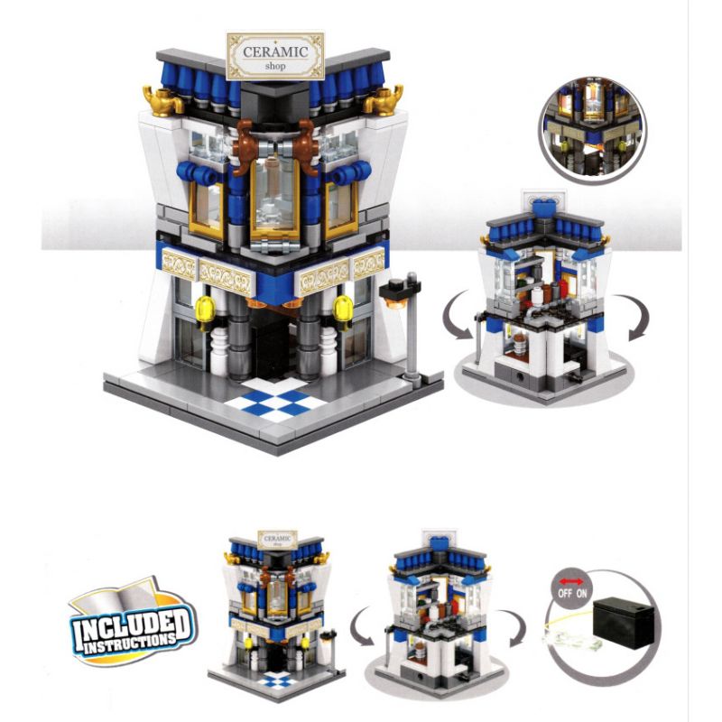 SEMBO WEKKI VIGGI SD6543 6543 non  CỬA HÀNG GỐM SỨ bộ đồ chơi xếp lắp ráp ghép mô hình Mini Modular SEMBO BLOCK CERAMIC SHOP Đường Phố Thu Nhỏ 234 khối