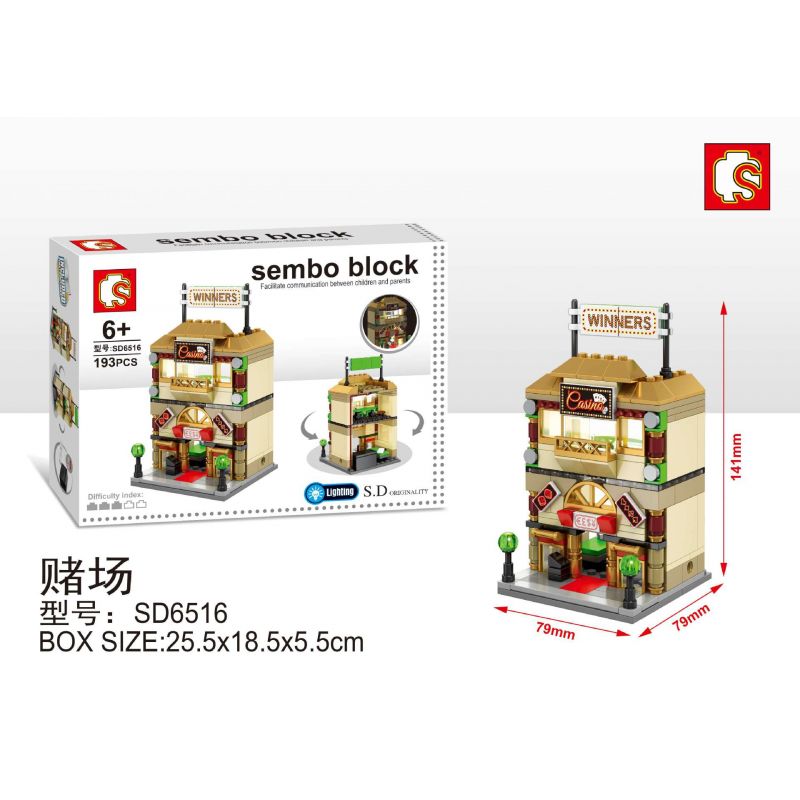 SEMBO WEKKI VIGGI SD6516 6516 non Lego SÒNG BẠC bộ đồ chơi xếp lắp ráp ghép mô hình Mini Modular SEMBO BLOCK WINNERS Đường Phố Thu Nhỏ 193 khối