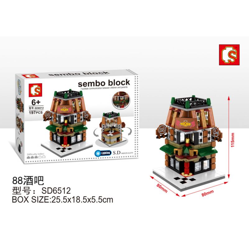 SEMBO WEKKI VIGGI SD6512 6512 non Lego THANH 88 bộ đồ chơi xếp lắp ráp ghép mô hình Mini Modular SEMBO BLOCK NO88 Đường Phố Thu Nhỏ 197 khối
