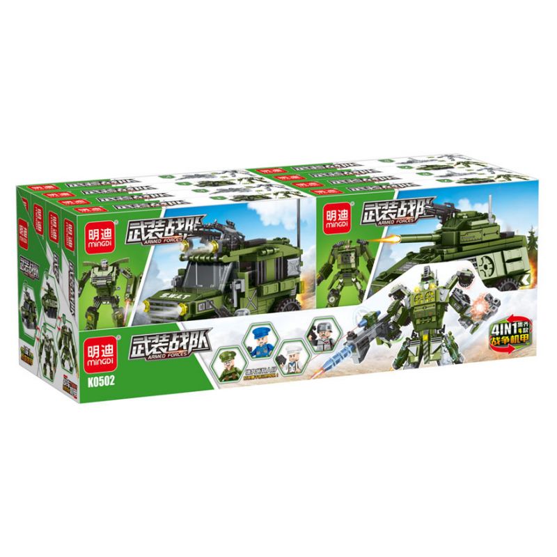 MINGDI LEIBAO K0502 0502 non Lego LỰC LƯỢNG VŨ TRANG TỔ HỢP WAR MECHA 4 bộ đồ chơi xếp lắp ráp ghép mô hình Military Army ARMED FORCES Quân Sự Bộ Đội 905 khối