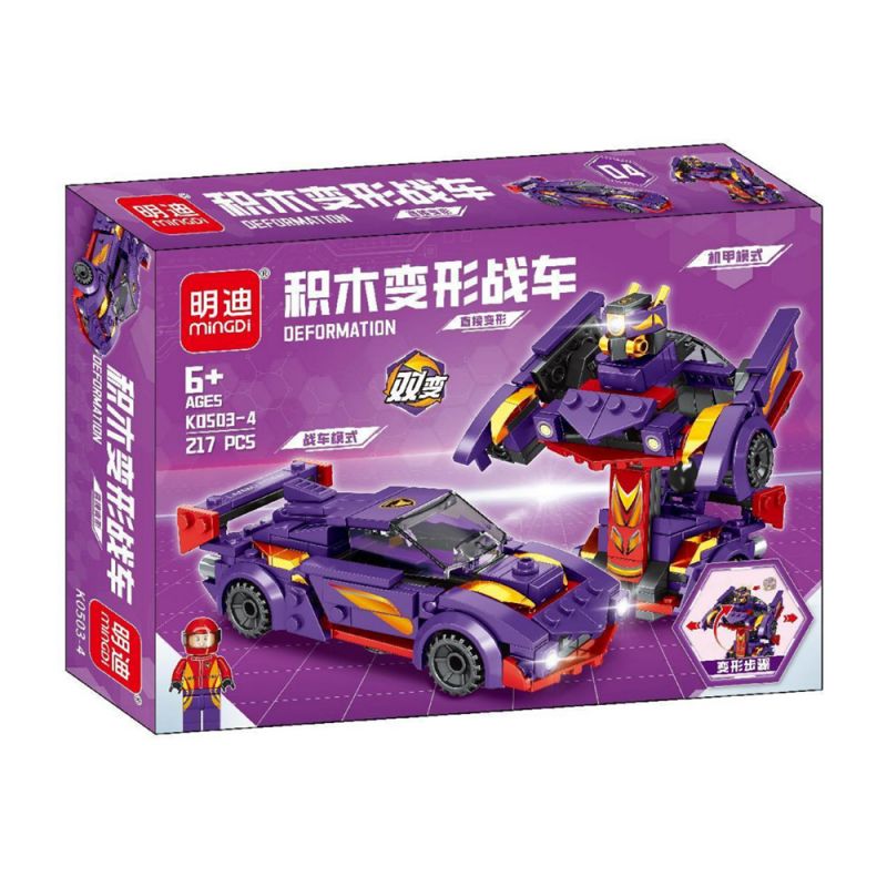 MINGDI LEIBAO K0503 0503 non  4 LOẠI BỂ BIẾN ÁP bộ đồ chơi xếp lắp ráp ghép mô hình Racers DEFORMATION Đua Tốc Độ 869 khối