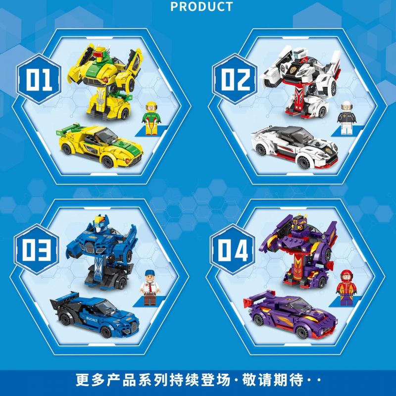 MINGDI LEIBAO K0503 0503 non  4 LOẠI BỂ BIẾN ÁP bộ đồ chơi xếp lắp ráp ghép mô hình Racers DEFORMATION Đua Tốc Độ 869 khối