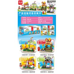 MINGDI LEIBAO K0275 0275 non  CHÒI ĂN 4 LOẠI bộ đồ chơi xếp lắp ráp ghép mô hình DELICIOUS HOUSING 951 khối