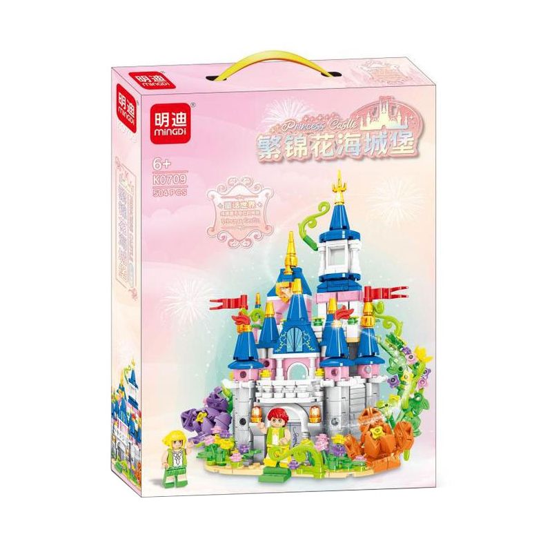 MINGDI LEIBAO K0709 0709 non  LÂU ĐÀI CÔNG CHÚA HOA ĐẦY bộ đồ chơi xếp lắp ráp ghép mô hình PRINCESS CASTLE 504 khối
