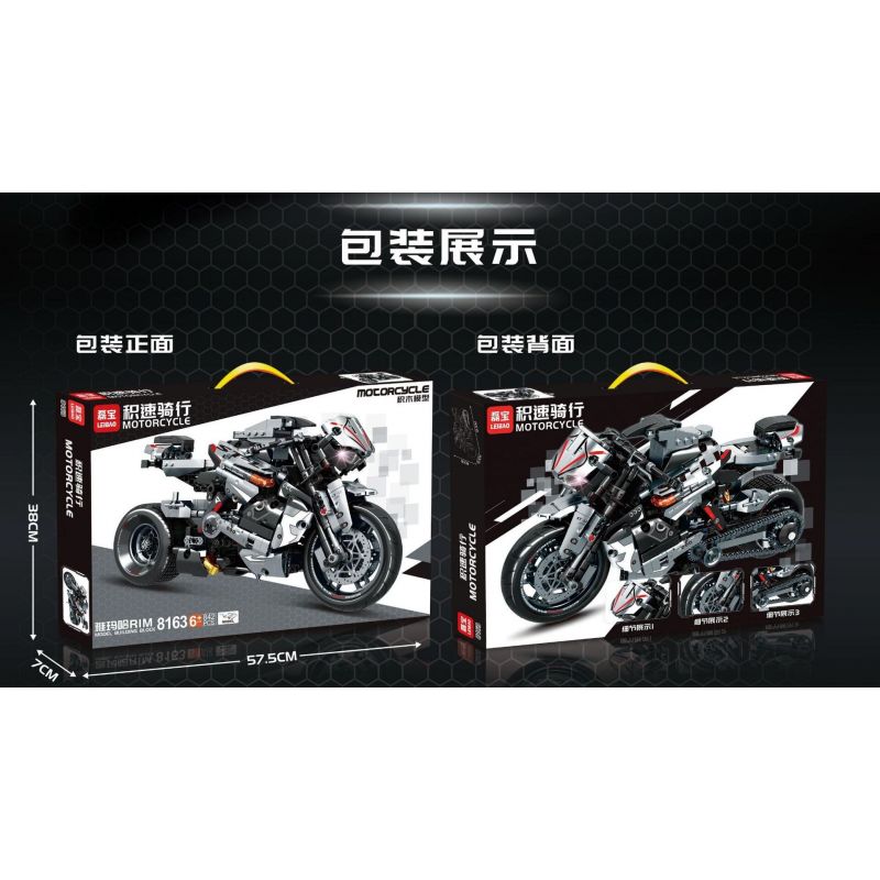 LEIBAO 8163 non  LÁI XE TỐC ĐỘ YAMAHA R1M bộ đồ chơi xếp lắp ráp ghép mô hình  MOTORCYCLE Kỹ Thuật Công Nghệ Cao Mô Hình Phương Tiện 842 khối