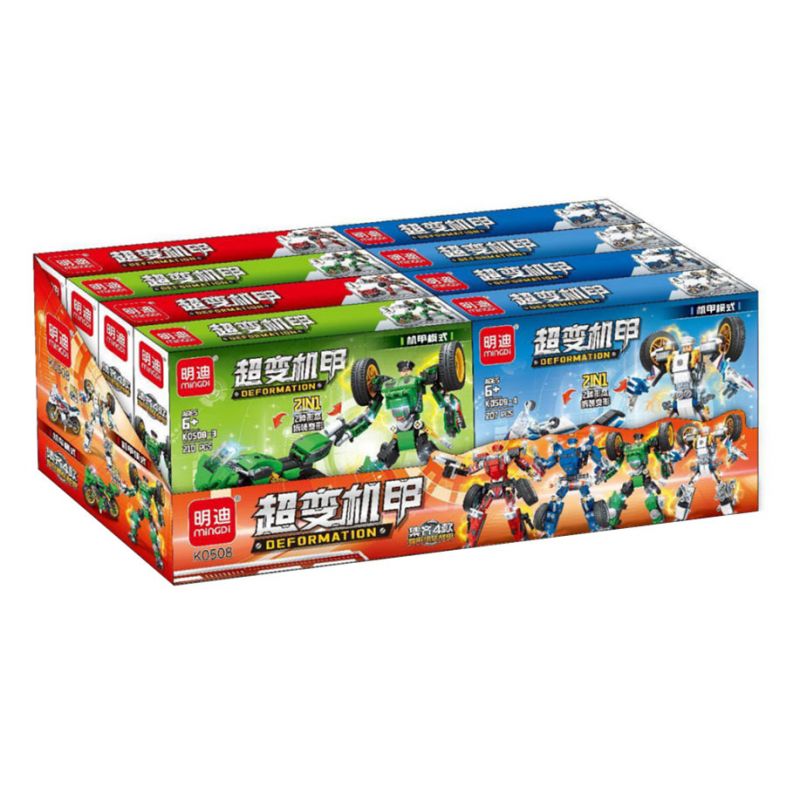 MINGDI LEIBAO K0508 0508 non Lego MECHA SIÊU BIẾN HÌNH ÁO GIÁP XE MÁY 4 MẪU bộ đồ chơi xếp lắp ráp ghép mô hình Racers DEFORMATION Đua Tốc Độ 842 khối