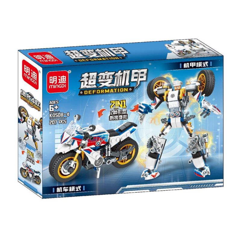 MINGDI LEIBAO K0508 0508 non  MECHA SIÊU BIẾN HÌNH ÁO GIÁP XE MÁY 4 MẪU bộ đồ chơi xếp lắp ráp ghép mô hình Racers DEFORMATION Đua Tốc Độ 842 khối