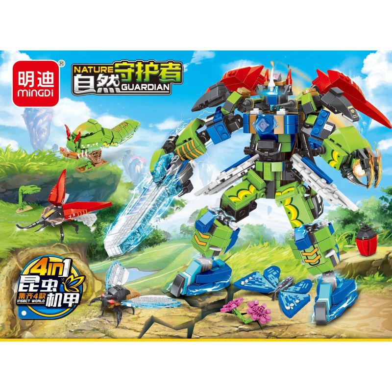 MINGDI LEIBAO K0633 0633 non  MÔ HÌNH NATURE GUARDIAN MECHA 8 bộ đồ chơi xếp lắp ráp ghép mô hình 905 khối