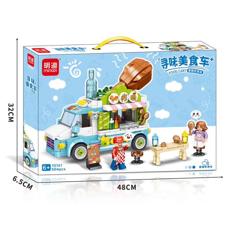 MINGDI LEIBAO 10141 non Lego TÌM XE BÁN ĐỒ ĂN GÀ RÁN CAY bộ đồ chơi xếp lắp ráp ghép mô hình FOOD CART 504 khối