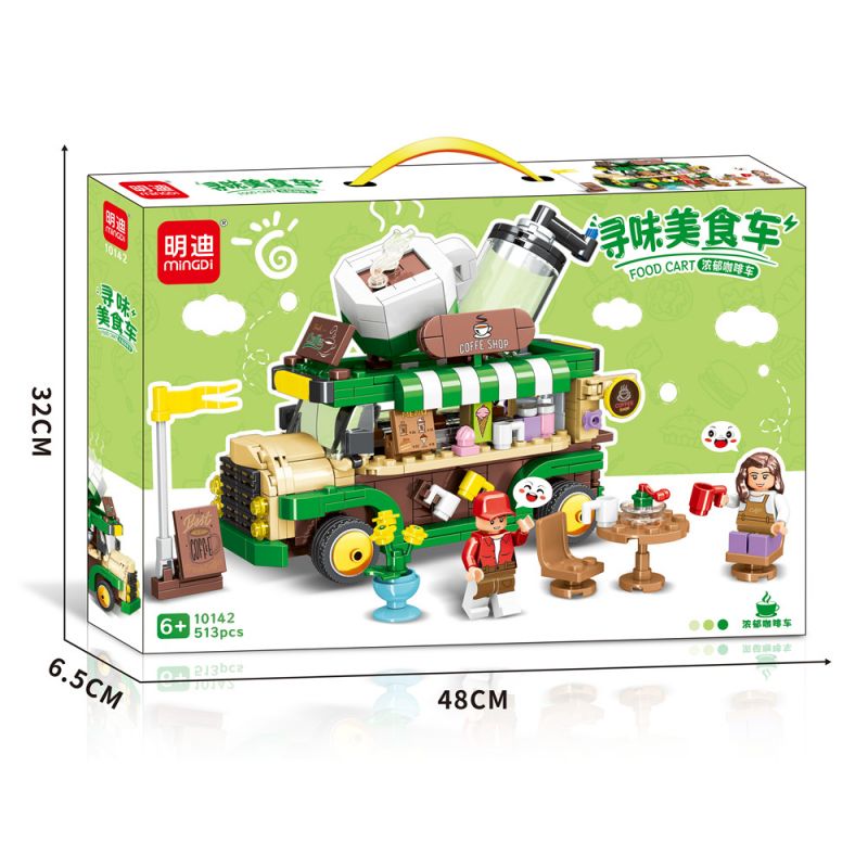 MINGDI LEIBAO 10142 non Lego TÌM XE BÁN ĐỒ ĂN RICH COFFEE TRUCK bộ đồ chơi xếp lắp ráp ghép mô hình FOOD CART 513 khối