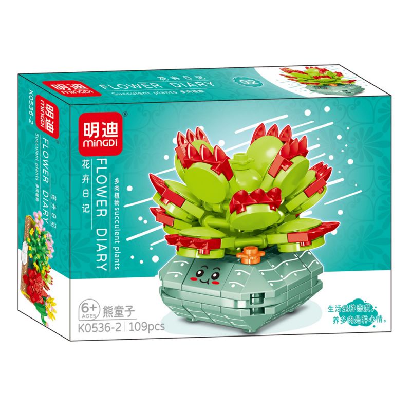 MINGDI LEIBAO K0536 0536 non  NHẬT KÝ HOA MỌNG NƯỚC bộ đồ chơi xếp lắp ráp ghép mô hình Creator SUCCULENT PLANTS Sáng Tạo 919 khối