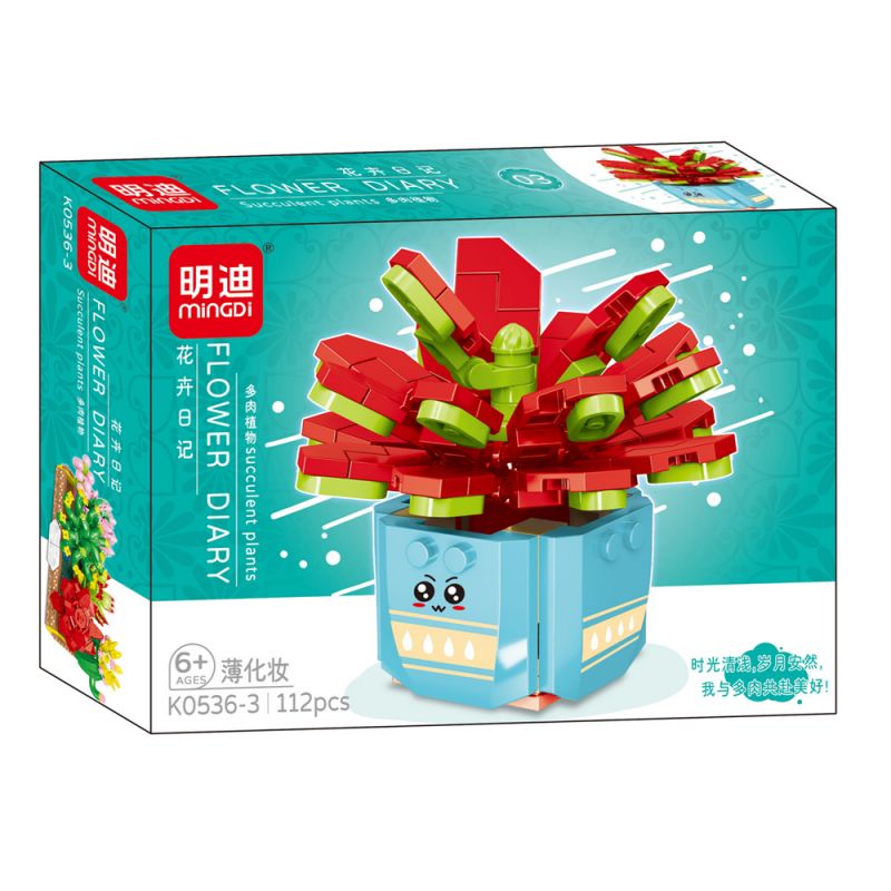 MINGDI LEIBAO K0536 0536 non  NHẬT KÝ HOA MỌNG NƯỚC bộ đồ chơi xếp lắp ráp ghép mô hình Creator SUCCULENT PLANTS Sáng Tạo 919 khối