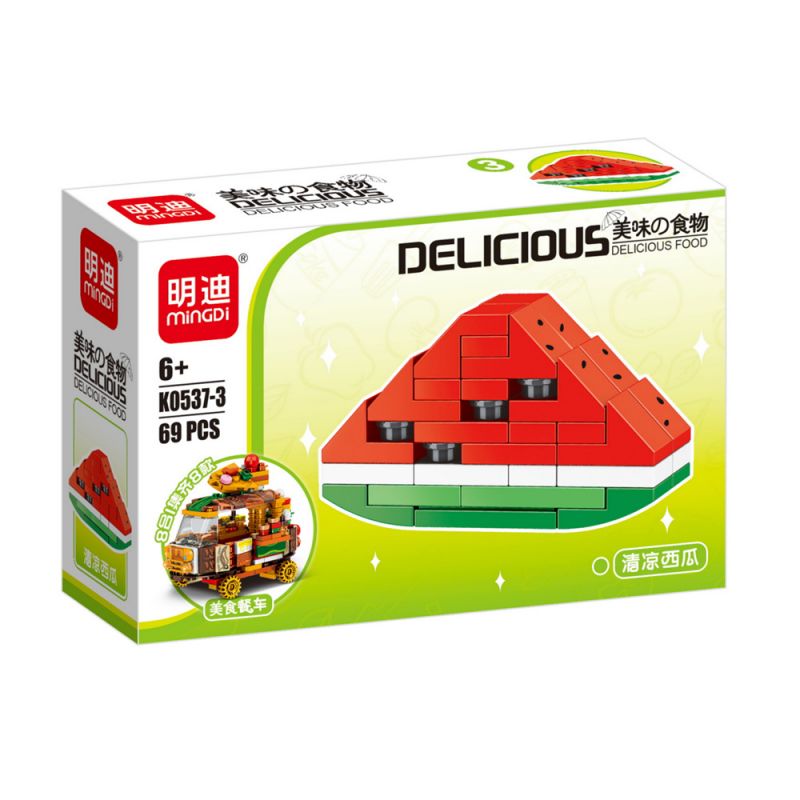 MINGDI LEIBAO K0537 0537 non  8 LOẠI MÓN ĂN NGON KEM XOÀI KEBAB DƯA HẤU MÁT LẠNH SUSHI TRỨNG CÁ TÔM CHIÊN VÀNG BÁNH QUY CẦU VỒNG ĐẦY MÀU SẮC RAMEN CÁNH GÀ NƯỚNG bộ đồ chơi xếp lắp ráp ghép mô hình 563 khối