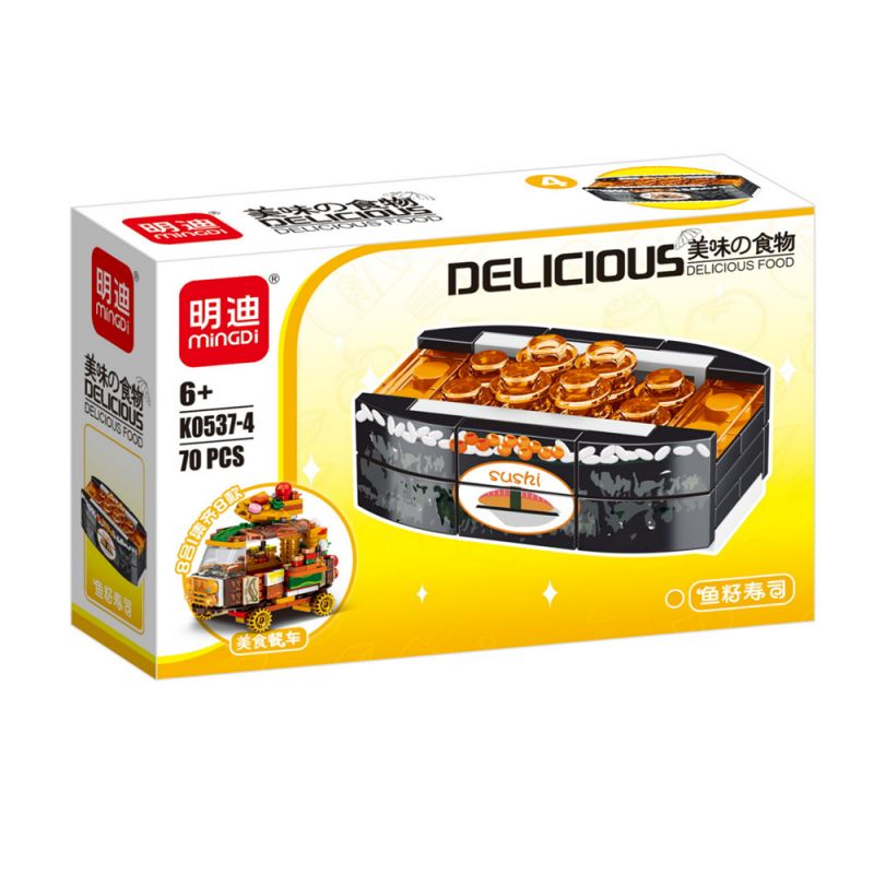 MINGDI LEIBAO K0537 0537 non  8 LOẠI MÓN ĂN NGON KEM XOÀI KEBAB DƯA HẤU MÁT LẠNH SUSHI TRỨNG CÁ TÔM CHIÊN VÀNG BÁNH QUY CẦU VỒNG ĐẦY MÀU SẮC RAMEN CÁNH GÀ NƯỚNG bộ đồ chơi xếp lắp ráp ghép mô hình 563 khối