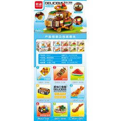 MINGDI LEIBAO K0537 0537 non  8 LOẠI MÓN ĂN NGON KEM XOÀI KEBAB DƯA HẤU MÁT LẠNH SUSHI TRỨNG CÁ TÔM CHIÊN VÀNG BÁNH QUY CẦU VỒNG ĐẦY MÀU SẮC RAMEN CÁNH GÀ NƯỚNG bộ đồ chơi xếp lắp ráp ghép mô hình 563 khối