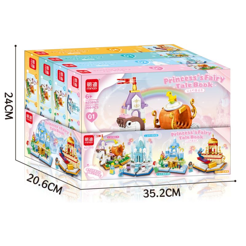 MINGDI LEIBAO K0389 0389 non Lego TRUYỆN CỔ TÍCH CÔNG CHÚA 4 LOẠI XE BÍ NGÔ LÂU ĐÀI BĂNG TUYẾT CUNG ĐIỆN DƯỚI ĐÁY BIỂN THẢM BAY bộ đồ chơi xếp lắp ráp ghép mô hình PRINCESS'S FAIRY TALE BOOK 1063 khối