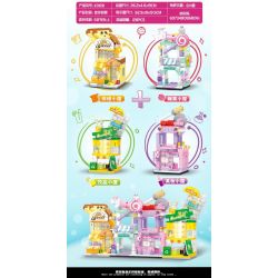 MINGDI LEIBAO K0691 0691 non  NGÔI NHÀ ĐẦY MÀU SẮC MINI STREET VIEW 4 LOẠI bộ đồ chơi xếp lắp ráp ghép mô hình 800 khối