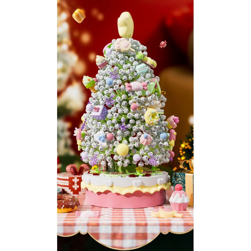 SEMBO 605034 non  HỘP NHẠC CÂY THÔNG NOEL TÌNH YÊU bộ đồ chơi xếp lắp ráp ghép mô hình Creator CHRISTMAS Sáng Tạo 1365 khối