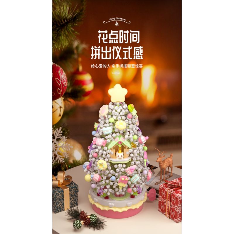 SEMBO 605034 non  HỘP NHẠC CÂY THÔNG NOEL TÌNH YÊU bộ đồ chơi xếp lắp ráp ghép mô hình Creator CHRISTMAS Sáng Tạo 1365 khối