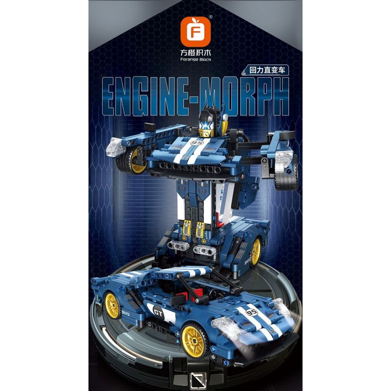 FORANGE FC9115 9115 non  XE BIẾN ÁP TRỰC TIẾP KÉO LÙI MÀU XANH ĐẬM bộ đồ chơi xếp lắp ráp ghép mô hình  ENGINE MORPH Kỹ Thuật Công Nghệ Cao Mô Hình Phương Tiện 609 khối