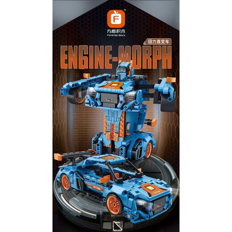 FORANGE FC9116 9116 non  XE BIẾN ÁP TRỰC TIẾP KÉO LÙI MÀU XANH CAM bộ đồ chơi xếp lắp ráp ghép mô hình  ENGINE MORPH Kỹ Thuật Công Nghệ Cao Mô Hình Phương Tiện 611 khối