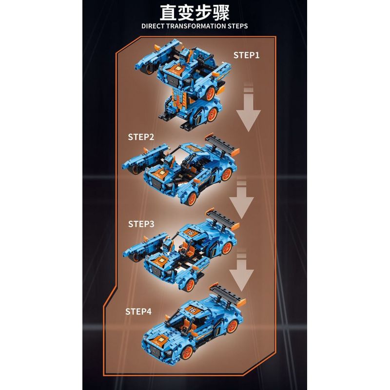 FORANGE FC9116 9116 non  XE BIẾN ÁP TRỰC TIẾP KÉO LÙI MÀU XANH CAM bộ đồ chơi xếp lắp ráp ghép mô hình  ENGINE MORPH Kỹ Thuật Công Nghệ Cao Mô Hình Phương Tiện 611 khối